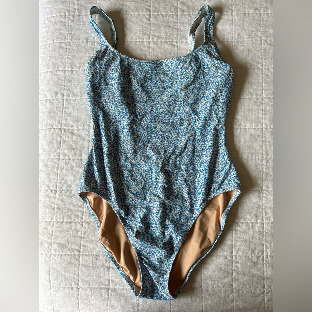 J. Crew Blue Floral One-Piece Swimsuit